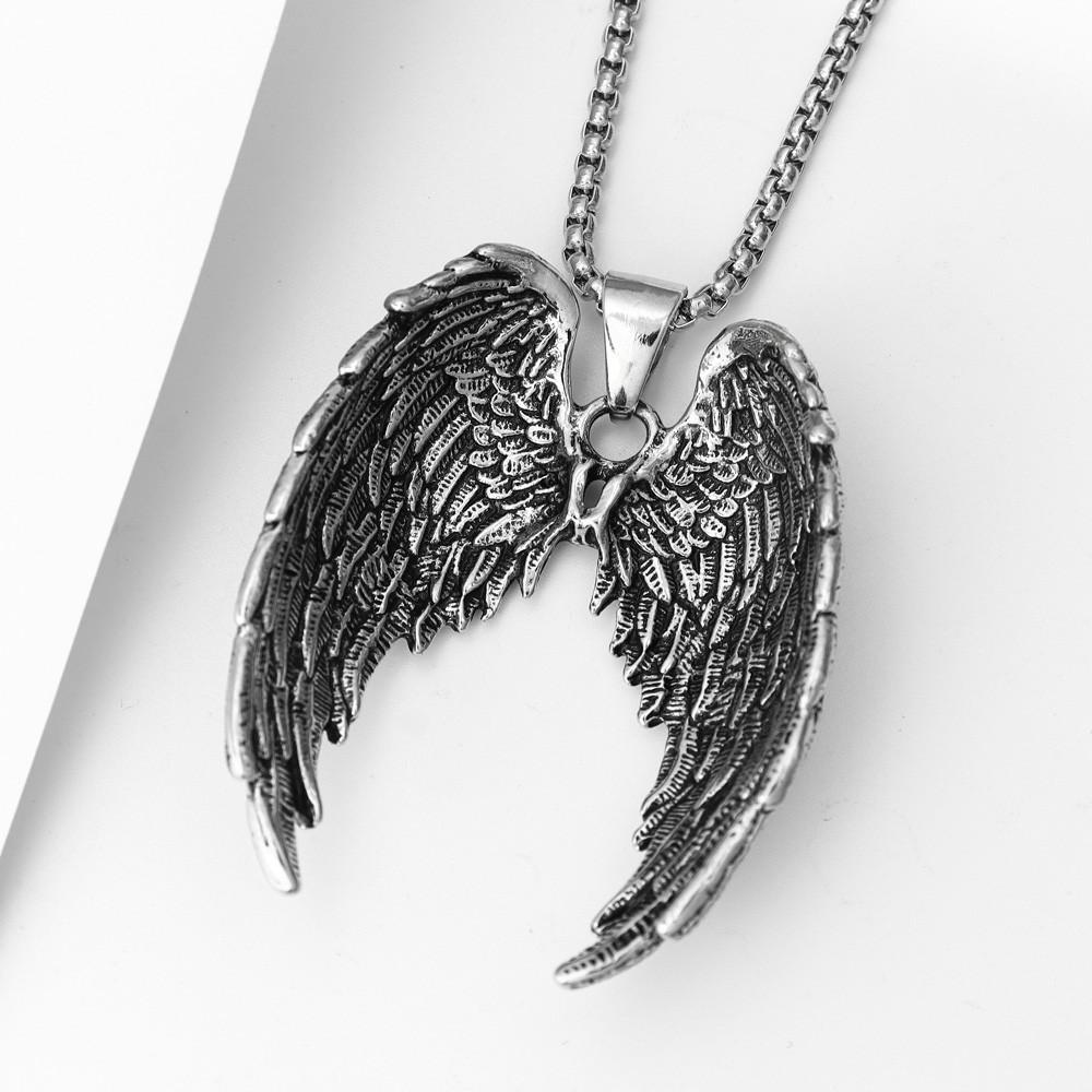 Domineering Men's Accessories Retro Angel Wings Wing Pendant Necklace