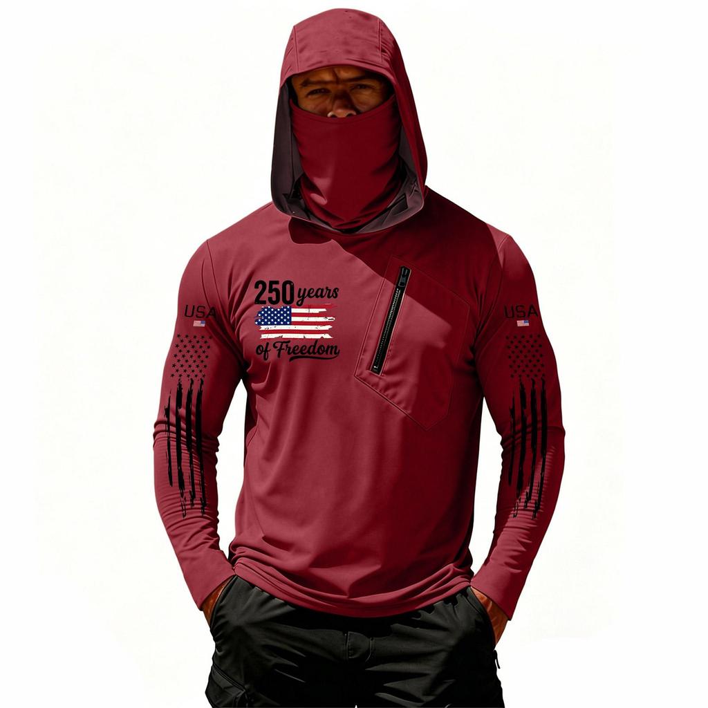 Camiseta Casual con Capucha de Manga Larga para Hombre con Protección Solar