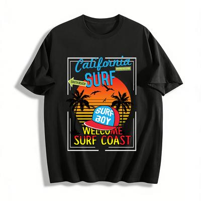 California Surf Coast Grafik-T-Shirt Palm Springs South Beach Oberteil Reines Baumwoll-T-Shirt