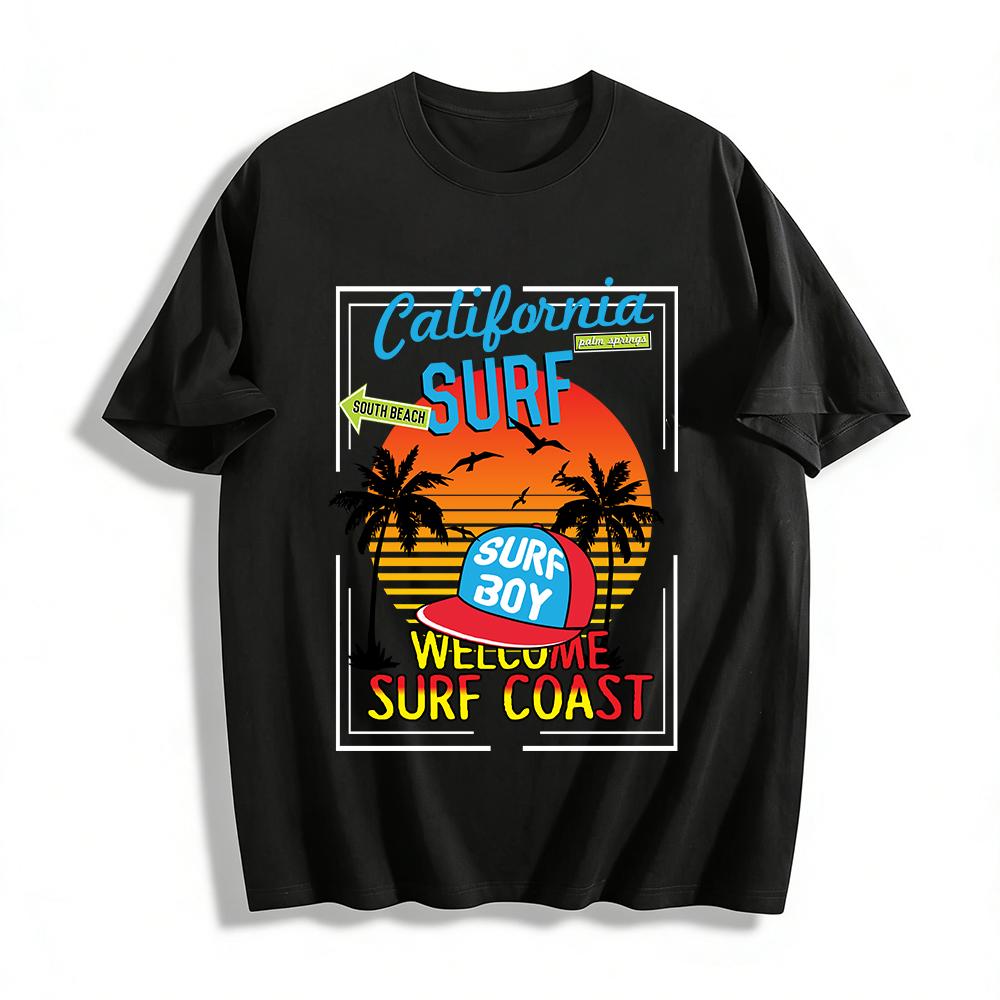 California Surf Coast Graphic Tee Palm Springs South Beach Top Pure cotton T-shirt
