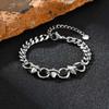 Punk Rivet Twisted Chain Stainless Steel Bracelet, Silver Color Chunky Wrist Chain Hip Hop Fashion Jewelry for Men Boys