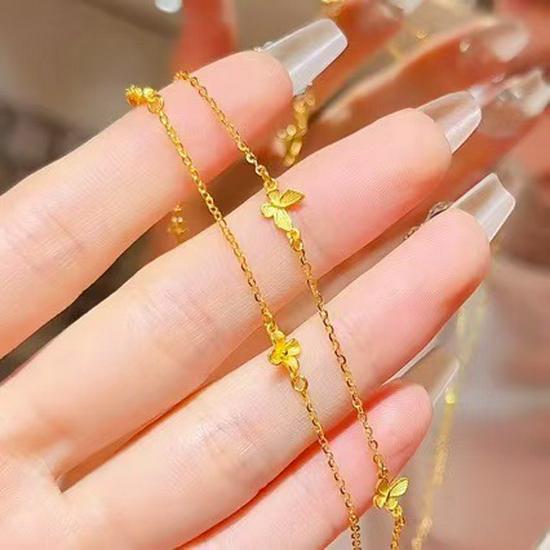 

Позолоченный двухслойный браслет с бабочками и цветами - Идеальный подарок на Женский день для девушки