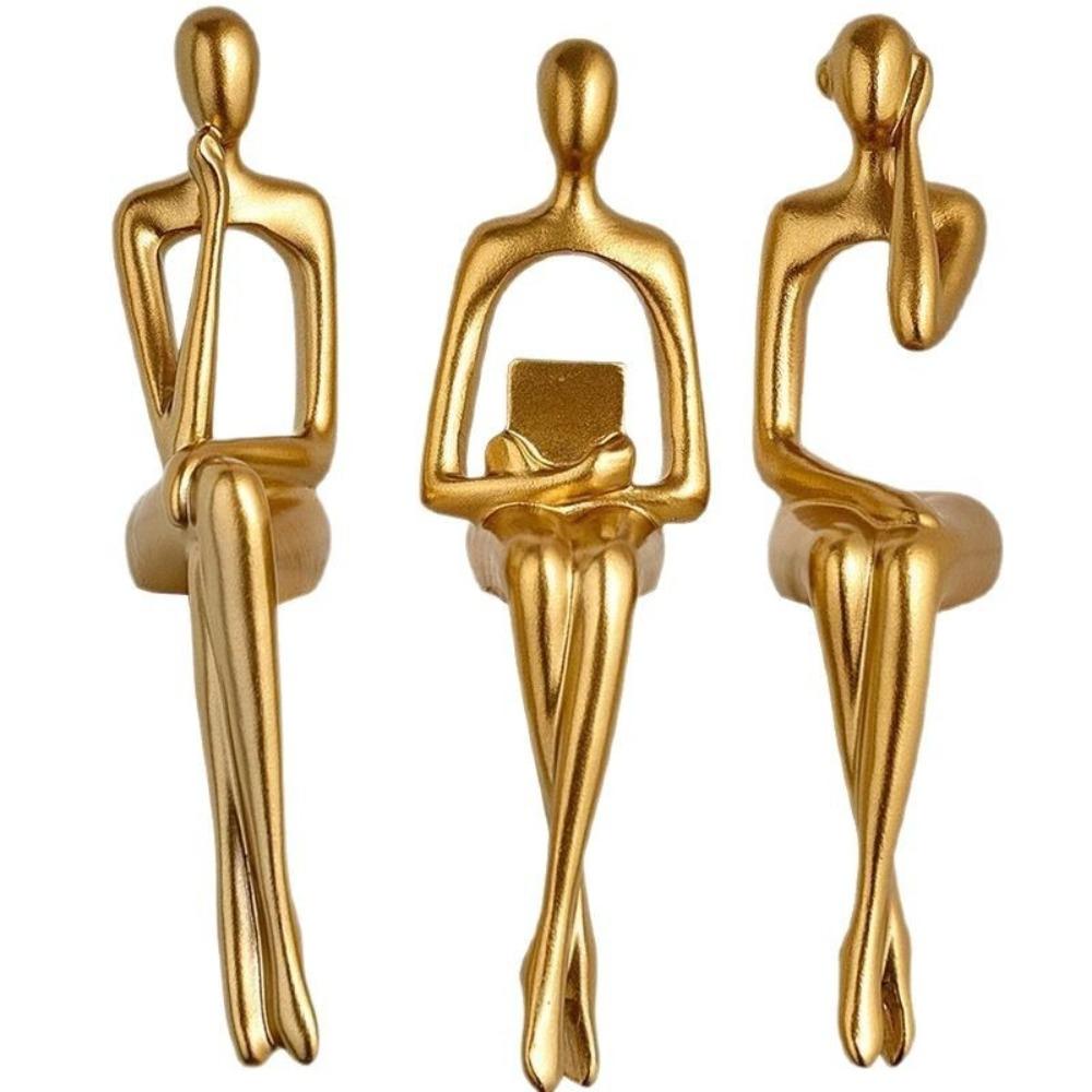 

Golden Finish Human Body Art Ornament Resin Desktop Ornament Modern Figure Statue Office Supplies Small-B