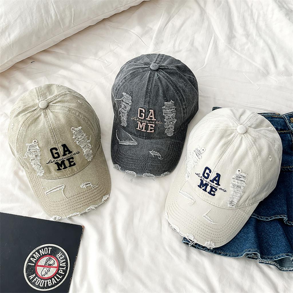 Letter Embroidered Stitching Baseball Hat For Men Women Solid Color Plain Color Vintage Adjustable Sunscreen Peaked Cap Unisex Casual Duckbill Hat