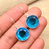 Blue Topaz Natural Gemstone Jewelry Handmade Earring 925 Solid Sterling Silver For Wedding Gift