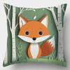 4-piece printed pillowcase set. Cartoon forest animal pattern, suitable for room decoration, living room and sofa decoration