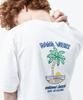 Lekkollohe White T-Shirt With Palm Tree Graphic Embroidery