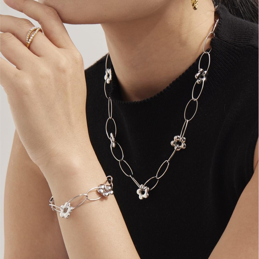 Chain Necklace Bracelet In Stainless Steel With 18k Gold Plated Waterproof Non Tarnish Bracelets Necklaces Jewelry Set For Women