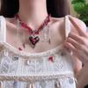 Gravel Bead Love Double Layer Choker Korean Y2K Style Metal Clavicle Chain  Cosplay