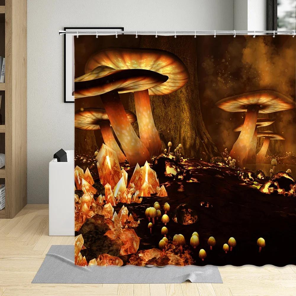 Meadow Mushroom Flower Forest Retro Shower Curtain Waterproof Polyester Fabric Bathtub Bathroom Decor Bath Curtains With Hooks