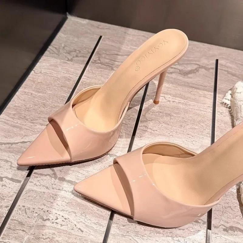 Sexy Dünne Hohe Absätze Sommer Damen Hausschuhe Mode Peeptoe Kleid Pantoletten Damen Stripper Party Sandalen