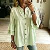 Moda damska Casual Lato Wiosna Jednolity kolor Nadruk Rękaw 3/4 Bluzki i koszule z okrągłym dekoltem