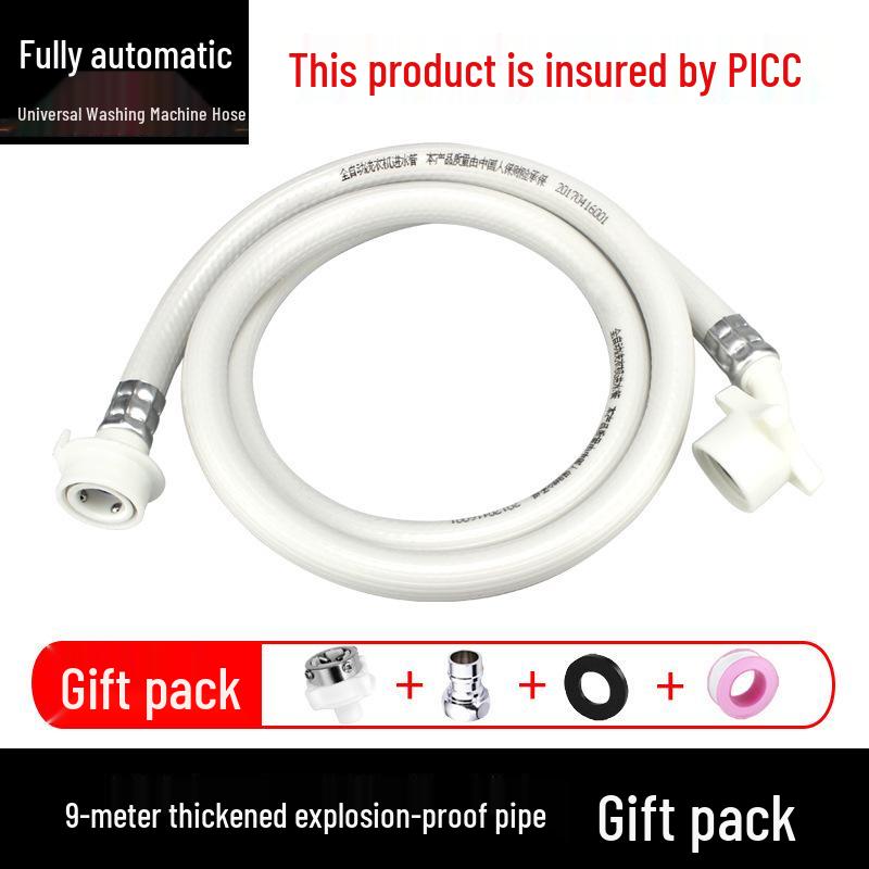 Universal Explosion-Proof Washing Machine Water Inlet Hose with Soft Extension and Connector Fittings