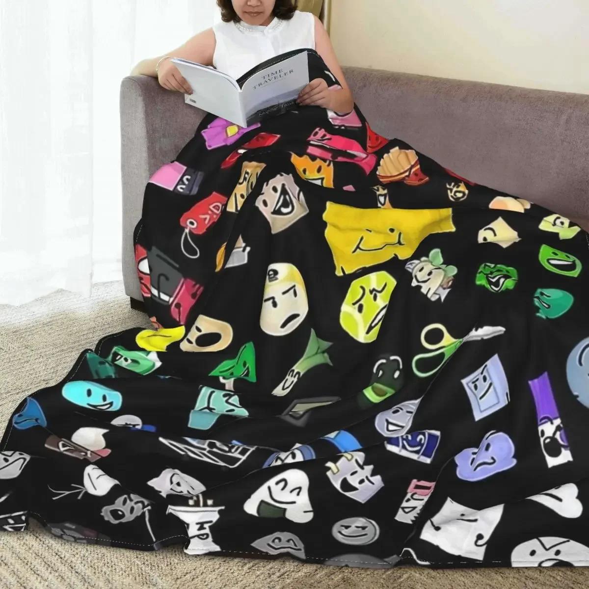 Happy Adults Toys Unisex Bfb And Tpot Battle For Dream Island Cartoon Knitted Blanket Flannel Ultra-Soft Throw Blankets For Home Couch Bedspread