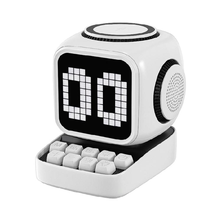 Wireless Charging Speaker 10W Premium Sound Magnetics Alignment Rotating LED Display With Clock And Snooze Alarms
