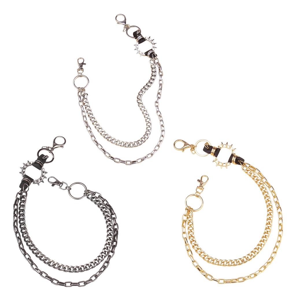 Eye Catching Metal Spiky Pants Chain For Jeans Lightweight Design Pants Ornament For Youthful Street Looks