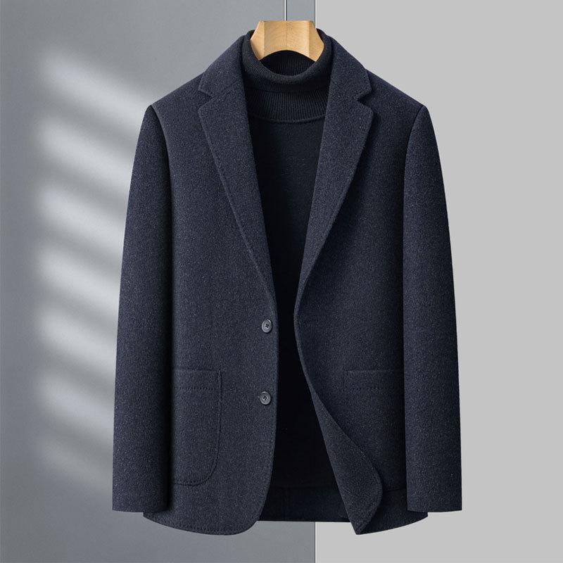 Men's Solid Color Wool Wool Suit Jacket for Winter New Middle-aged Men's Business Casual Thickened Suit Top