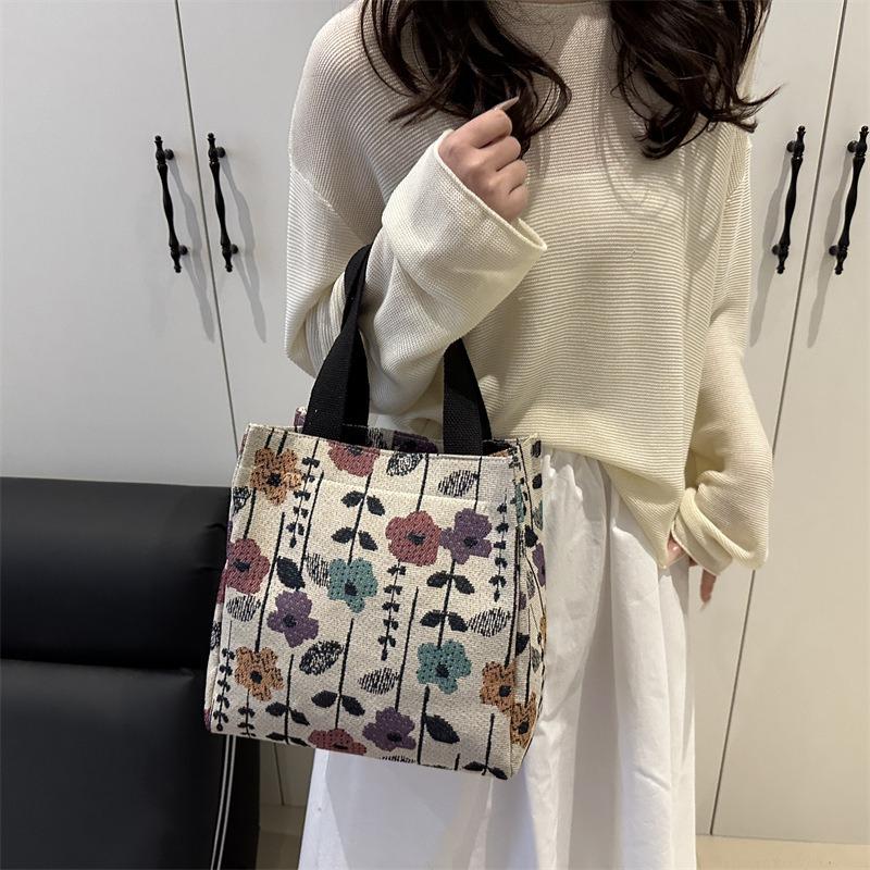 Personalized Flower Canvas, Literary and Fresh, Student Tutoring, Personalized Work Commuting, Large-capacity Shoulder Clutch Bag