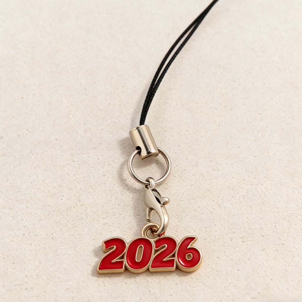 2026 Year Lanyard, Retro-Style Multi-Color Phone Charm, Portable Anti-Loss Lanyard, New Year Commemorative Decorative Item