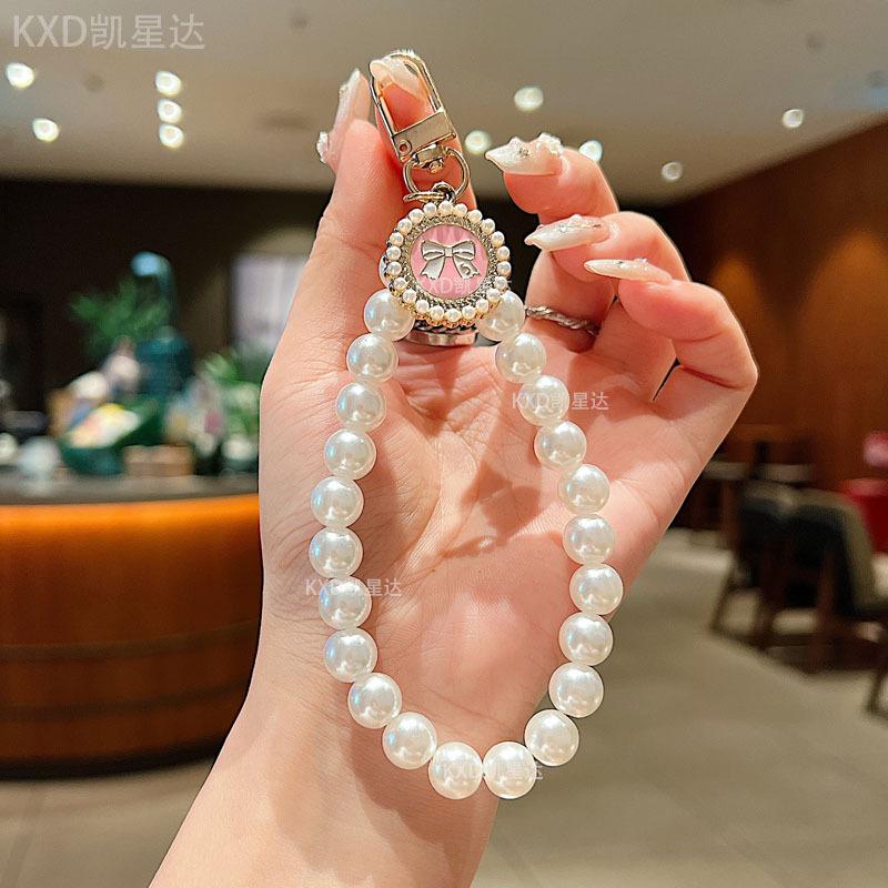 Pearl Pendant Lanyard Phone Case Accessories Chain Transparent Fixed Card Holder Wristband Niche Feminine Style