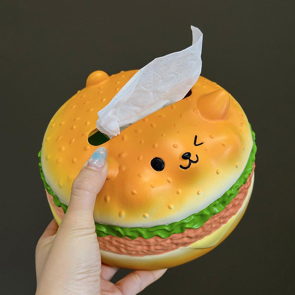 Collectible Cute Tissue Box Ornament Figure Model Hamburger Fun Tissue Box Home Decoration