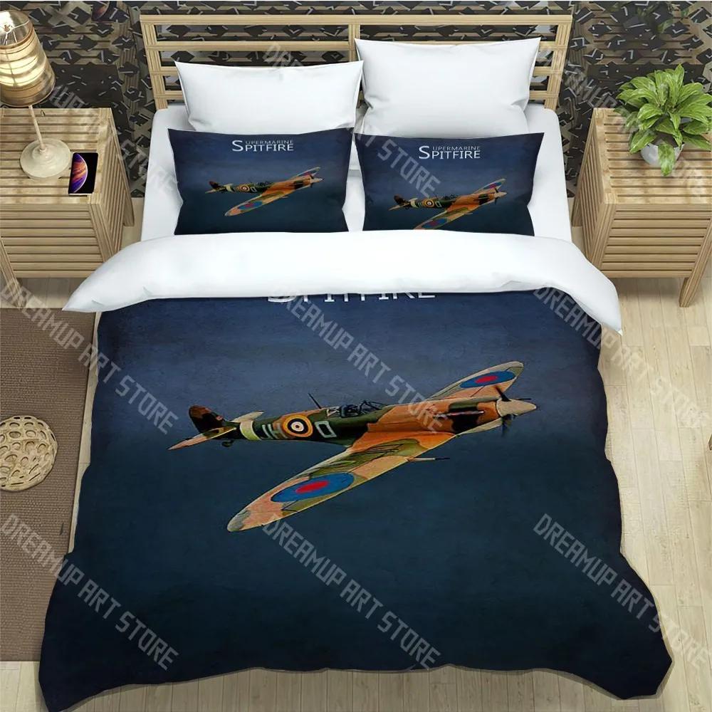 S-Spitfire Fashion Trendy Print Three-piece Set Suitable For Kids Or Adults Quilt Cover Pillowcase Bedding Set Birthday Gif