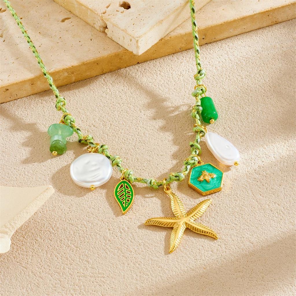 Ocean Themed Necklace for Women Starfish Shell Turtle Pendant Trendy Sea Creature Charm Jewelry