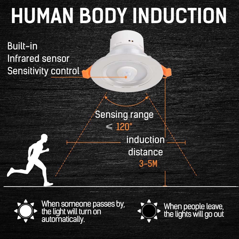 Ceiling Indoor Lights Recessed PIR Sensor Motion LED Downlight Ceiling Lamp Night Light Spot Lamp