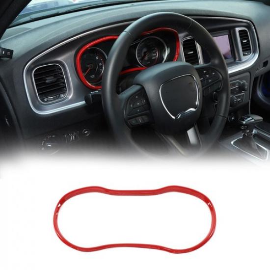 Red Front Dashboard Panel Frame Trim Decor Cover Ring for Dodge Charger 2015-23