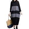 JoccKorr Long Sleeve Dress with High Retro and Plus Maxi Casual Loose Perfect for and Women's T-Shirt Neck, Design, Pockets, A-Line Pattern. Cute,