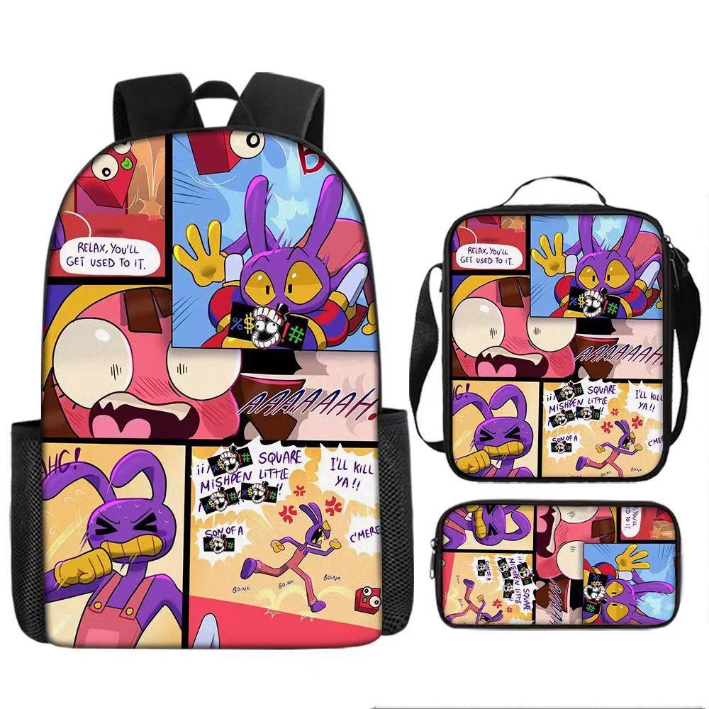 DER ERSTAUNLICHE DIGITALE ZIRKUS Rucksack-Set aus 3 Stück Großer Schulrucksack Reise-Tagesrucksack für Kinder Jugendliche Erwachsene