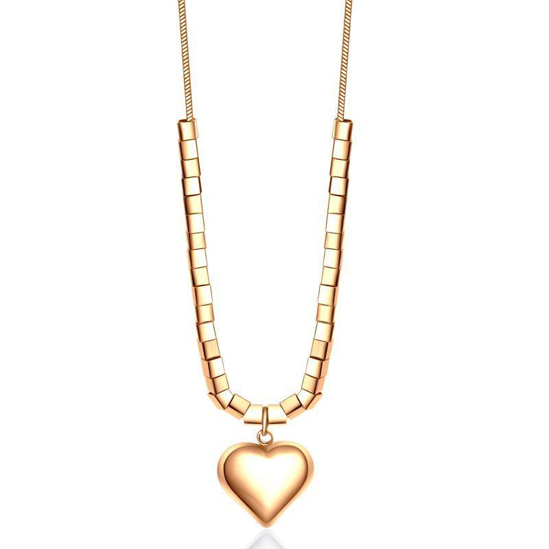 Contemporary Titanium Steel Heart Necklace With Attractive Design For Lovers Fashion