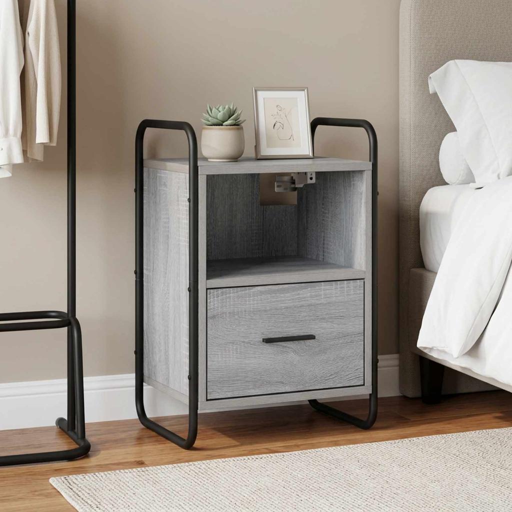 Hanging Nightstand Sonoma Grey 40 X 30 X 60 Cm Engineered Wood