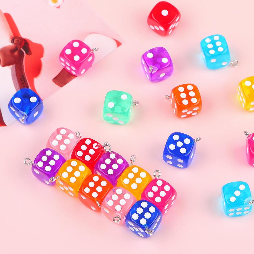6/10Pcs 14mm Resin Dice Pendants For Jewelry Making DIY Necklace Bracelet Earring Accessories