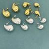 925 Silver Hollow Water Drop Earrings 18k Gold Plated Glossy Simple Jewelry Gift for Women