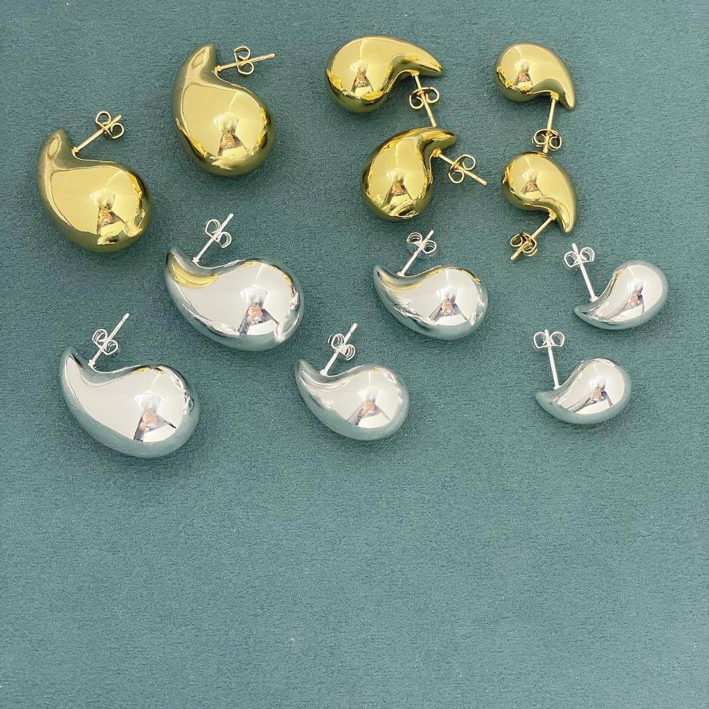 925 Silver Hollow Water Drop Earrings 18k Gold Plated Glossy Simple Jewelry Gift for Women