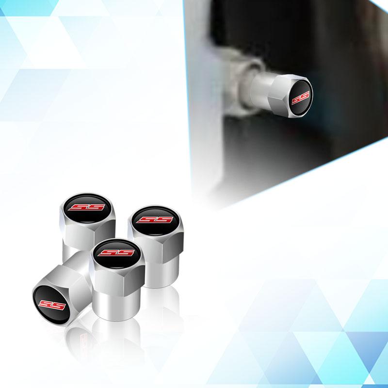 BSQGD1 SS Logo Emblem Metal Car Tire Valve Stem Cap Tire Wheel Stem Air Valve Caps For Chevrolet Sport Cruze Camaro Captiva Aveo 4Pcs