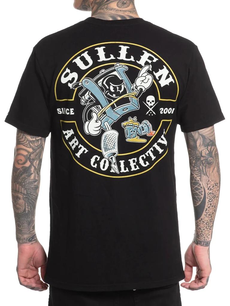 T-shirt Premium Manica Corta Sullen Ink Slayers Stile Tatuaggio Arte Teschio Tee