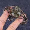 Ammonite Fossil Gemstone Copper Wire Wrap Cuff Bangle Adjustable