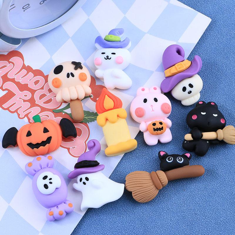 10 Pcs New Cute Halloween Pumpkin Flat Back Resin Cabochons Scrapbooking Diy Jewelry Hairpin Craft Decoration Accessorie A113