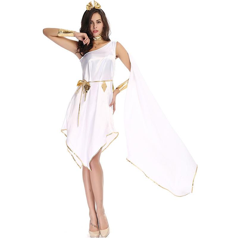 Cosplay Greek Muse White Shoulder Dress Halloween Muse cos Party Cosplay Stage Show Costume