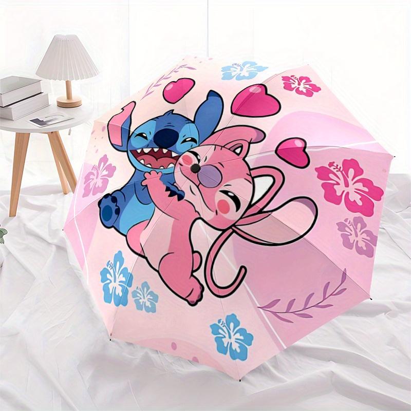 1pc Good Friends Stitch and Angel Pattern Automatic Umbrella is Fashionable and Good-Looking, a Portable 3-Fold Umbrella, Suitable for Trave