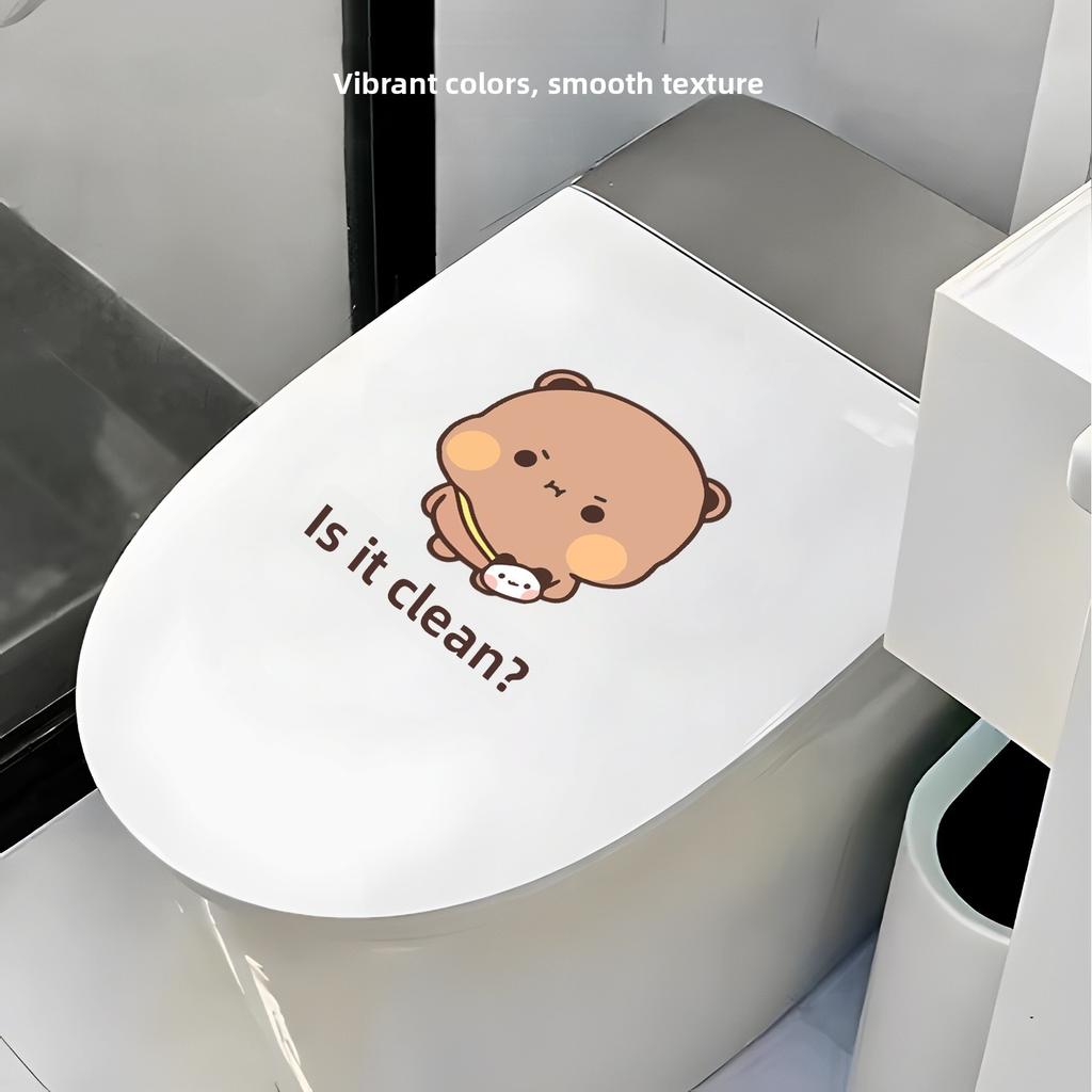 Creative Cartoon Toilet Cover Decorative Stickers Bathroom Glass Door Dirt Cover up Decoration Sticker Personalized Home Decor