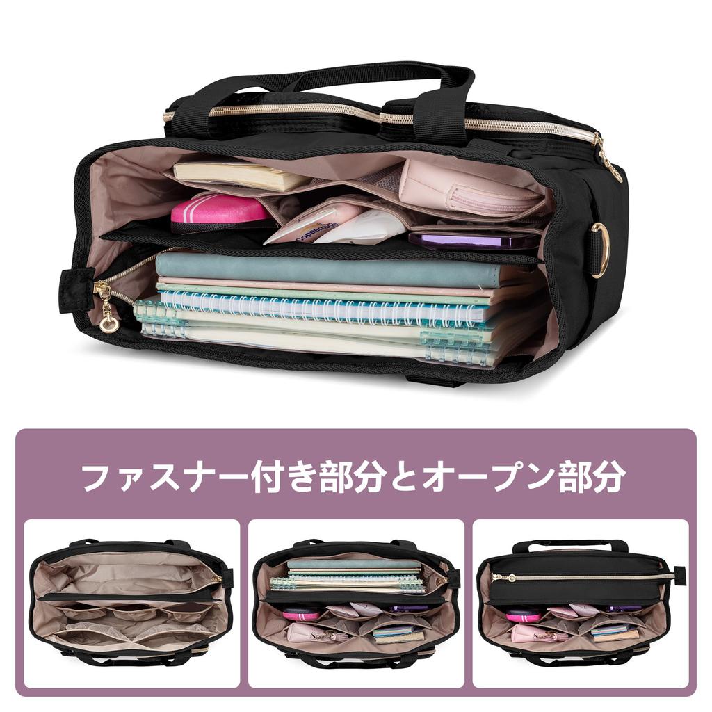 Teamoy Tote Bag, 10 Pockets, A4 Size, D-Ring, and Pen Slot, Large Capacity, Lightweight, Shoulder Bag, Perfect for Commuting, School, or As a