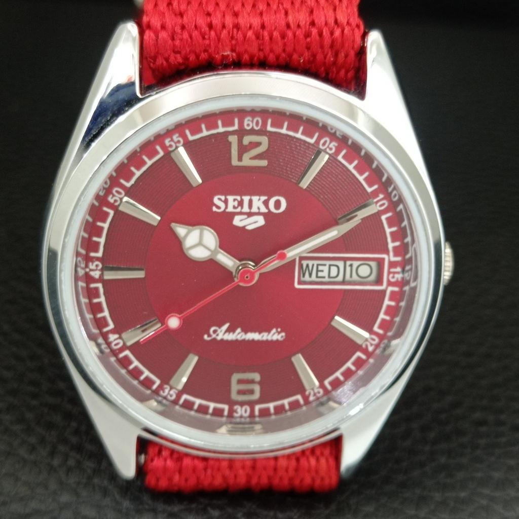 JAPAN VINTAGE REFURBISHED SEIKO 5 AUTOMATIC 6309A MENS RED DIAL WATCH A444340-1