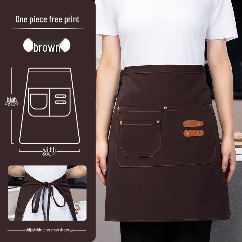 Custom Waterproof Canvas Waist Apron with Logo for Catering, Milk Tea Shops, Baristas