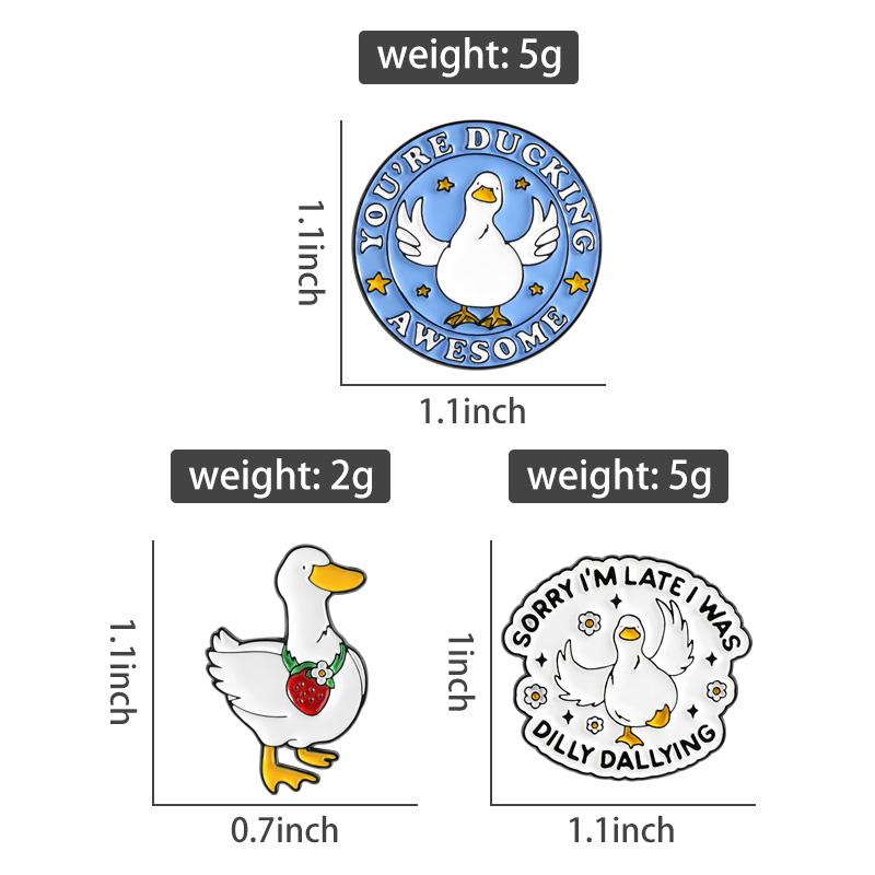 You're Ducking Awesome Enamel Pins Sorry I'm Late I Was Dilly Dallying Brooch Badge Cartoon Ducks Jewelry Gift for Friends