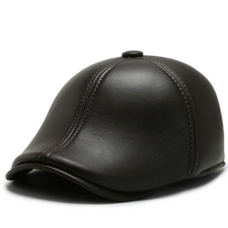 

Кепка Мужская Осенне-Зимняя Бейсболка Кожаная Кепка Кепка с Козырьком Холодная Теплая Шапка с Защитой Ушей Adjustable темно-коричневого