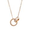 Rose Gold Interlocking Double Ring Diamond Necklace - Elegant Collarbone Accessory for Women