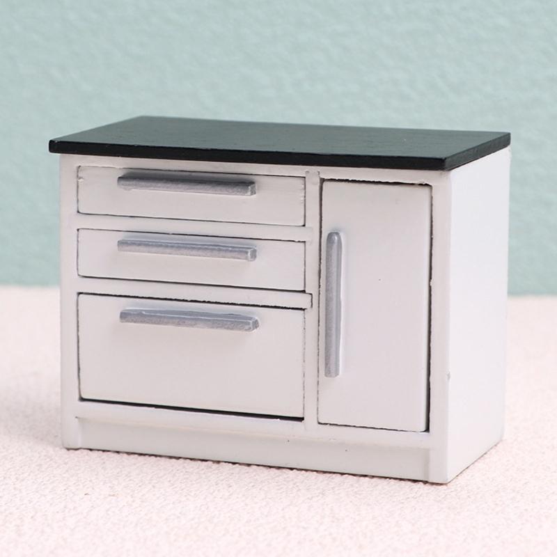 1:12 Scale Dollhouse Kitchen Cabinet DIY Miniature Dolls House Furniture Cupboard Crafts Sink Stove Accessory Toy